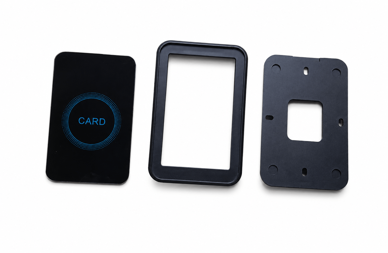 Enclosure front panel, frame, and rear plate parts