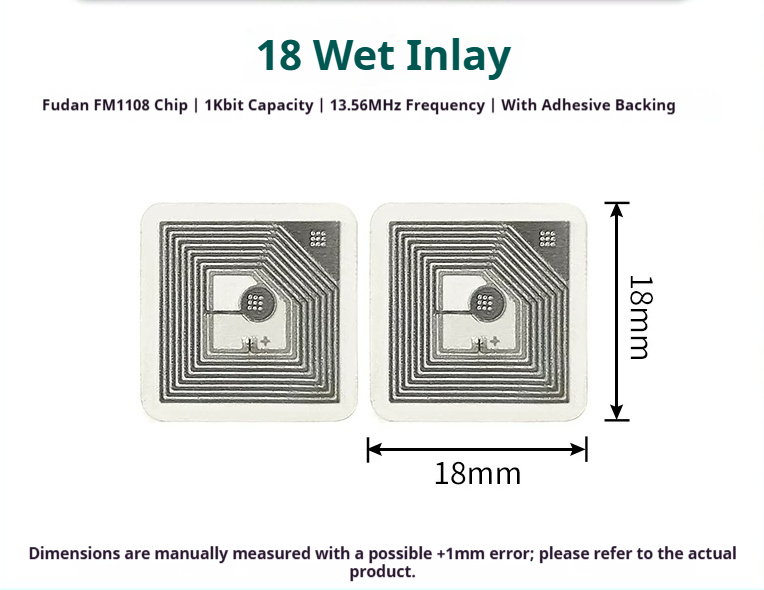 FM1108 F08-10 - Wet Inlay Round 18mm RFID tag FM1108 F08-10 - Wet Inlay Round 18mm 13.56MHz RFID tag