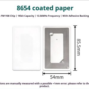 FM1108 F08-12 - Coated Paper Rectangle 86 x 54mm 13.56MHz RFID tag