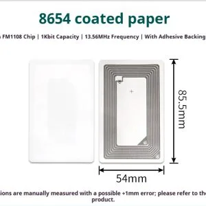 FM1108 F08-12 - Coated Paper Rectangle 86 x 54mm 13.56MHz RFID tag